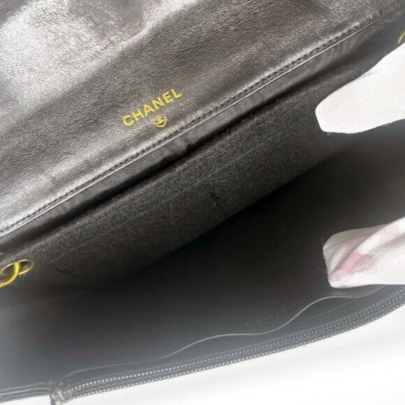 CHANEL CC Classic Timeless Lambskin Flap Wallet with Chain Purse Black Crossbody - Picture 11 of 16